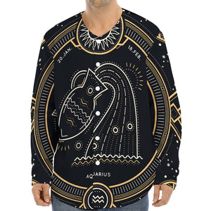 Vintage Aquarius Zodiac Sign Print Long Sleeve Baseball Jersey