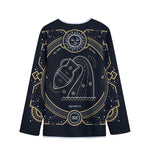 Vintage Aquarius Zodiac Sign Print Long Sleeve Short Coat