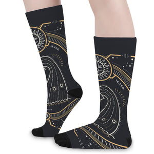 Vintage Aquarius Zodiac Sign Print Long Socks