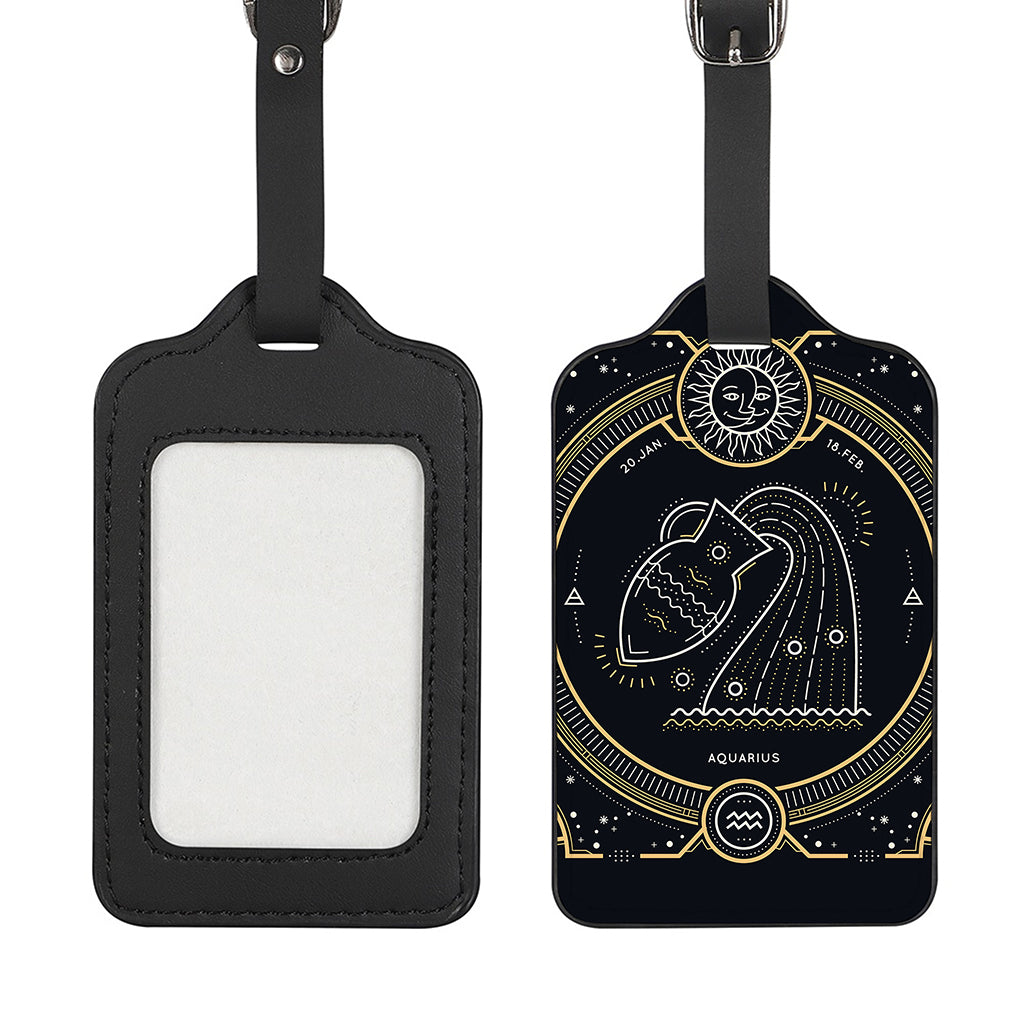 Vintage Aquarius Zodiac Sign Print Luggage Tag