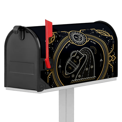 Vintage Aquarius Zodiac Sign Print Mailbox Cover