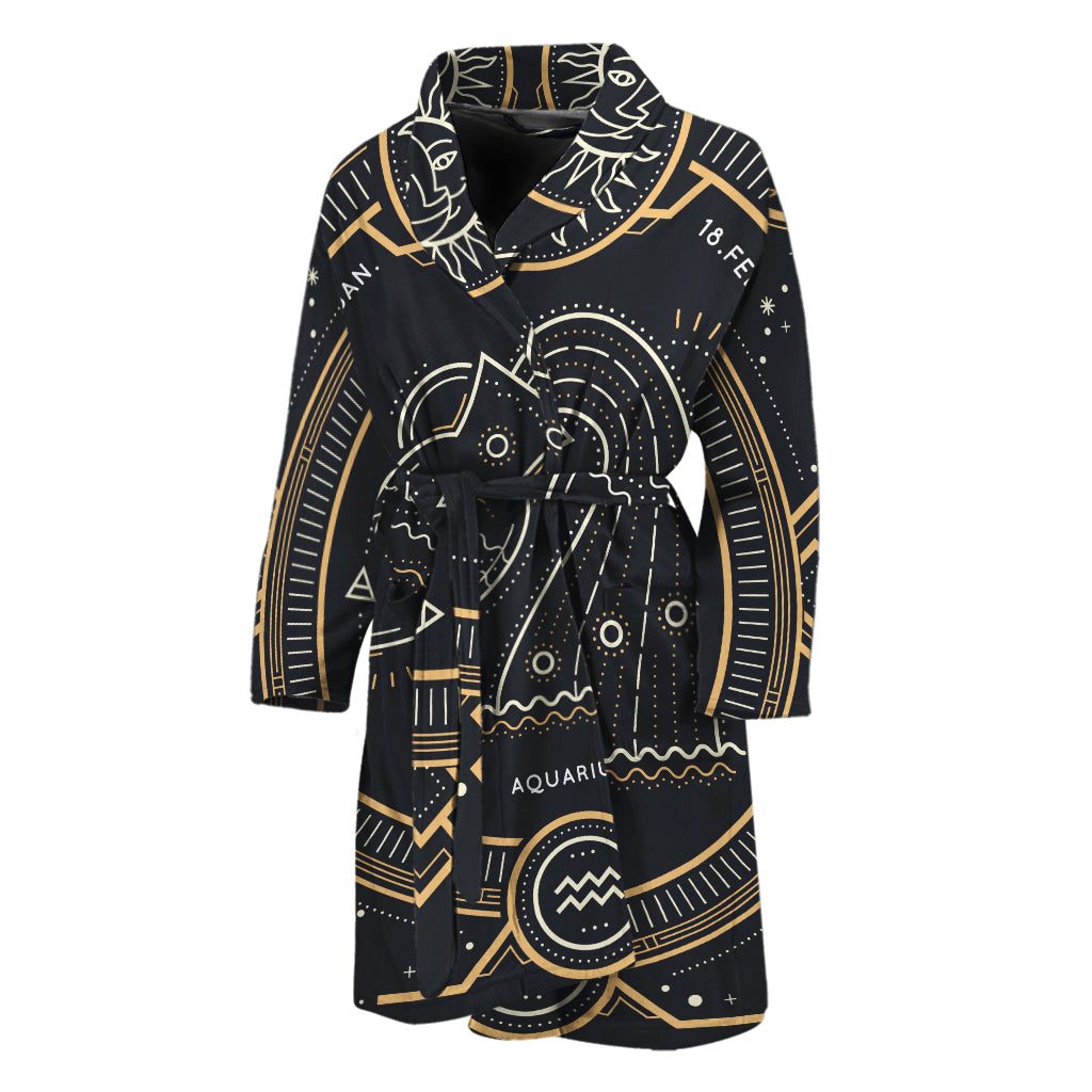 Vintage Aquarius Zodiac Sign Print Men's Bathrobe