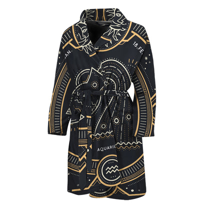 Vintage Aquarius Zodiac Sign Print Men's Bathrobe