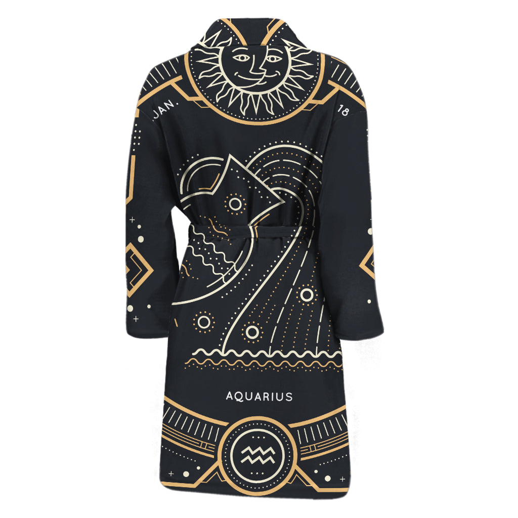 Vintage Aquarius Zodiac Sign Print Men's Bathrobe
