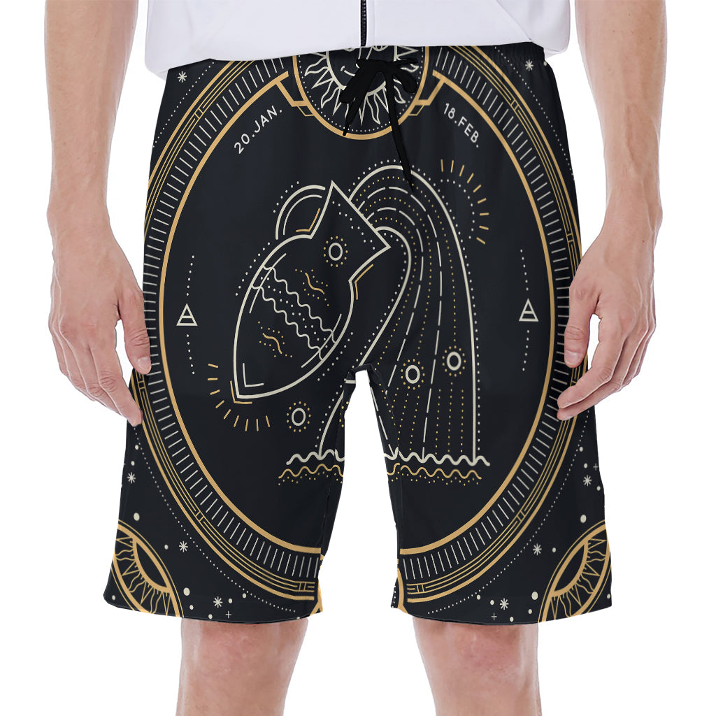 Vintage Aquarius Zodiac Sign Print Men's Beach Shorts