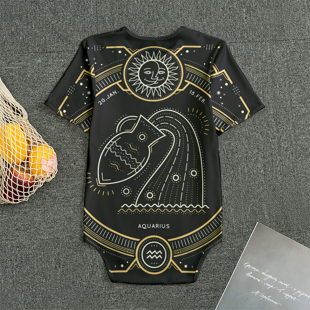Vintage Aquarius Zodiac Sign Print Men's Bodysuit