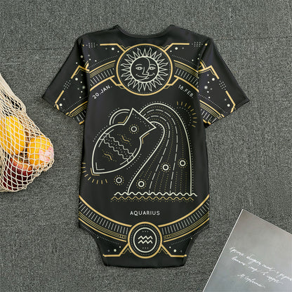 Vintage Aquarius Zodiac Sign Print Men's Bodysuit