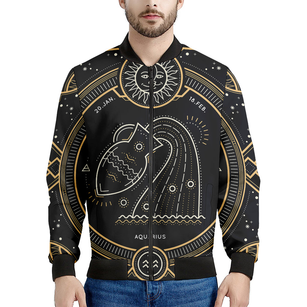 Vintage Aquarius Zodiac Sign Print Men's Bomber Jacket