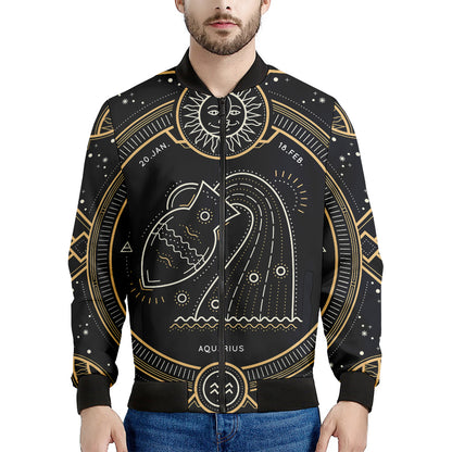 Vintage Aquarius Zodiac Sign Print Men's Bomber Jacket