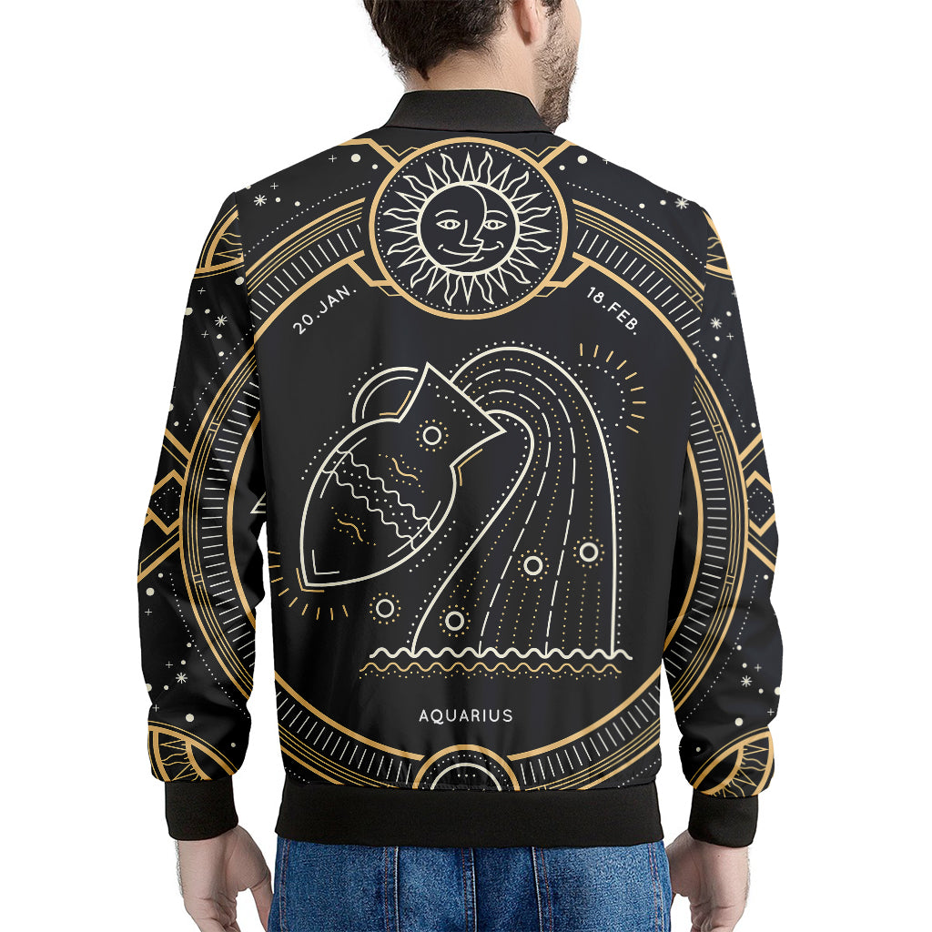 Vintage Aquarius Zodiac Sign Print Men's Bomber Jacket