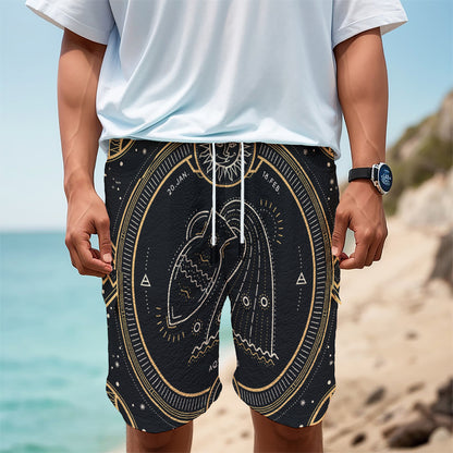 Vintage Aquarius Zodiac Sign Print Men's Cargo Shorts