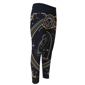 Vintage Aquarius Zodiac Sign Print Men's Compression Pants