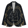 Vintage Aquarius Zodiac Sign Print Men's Cotton Blazer