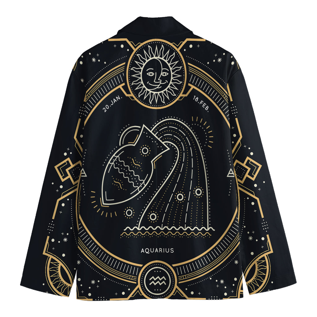 Vintage Aquarius Zodiac Sign Print Men's Cotton Blazer