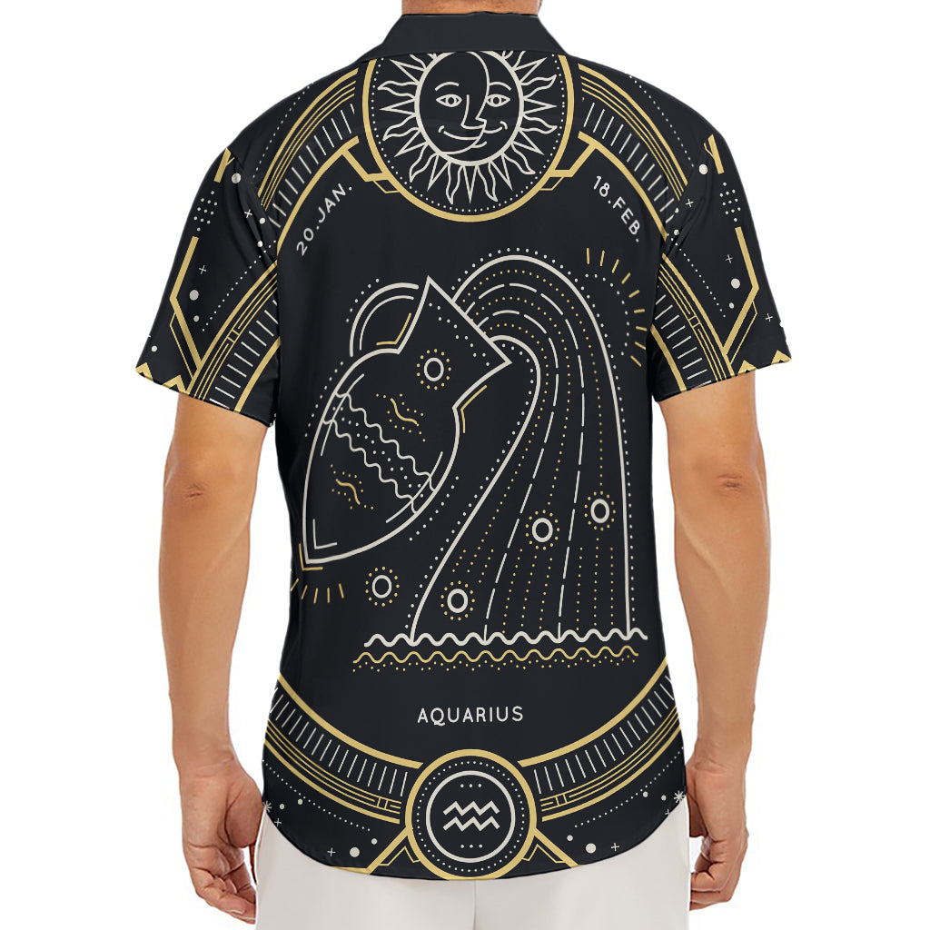 Vintage Aquarius Zodiac Sign Print Men's Deep V-Neck Shirt