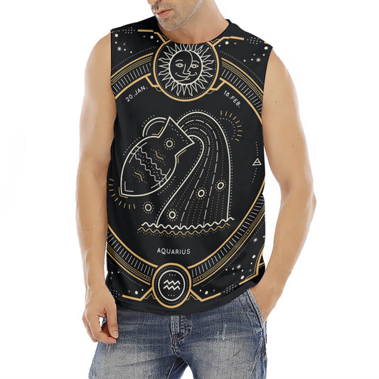 Vintage Aquarius Zodiac Sign Print Men's Fitness Tank Top