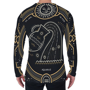 Vintage Aquarius Zodiac Sign Print Men's Long Sleeve T-Shirt