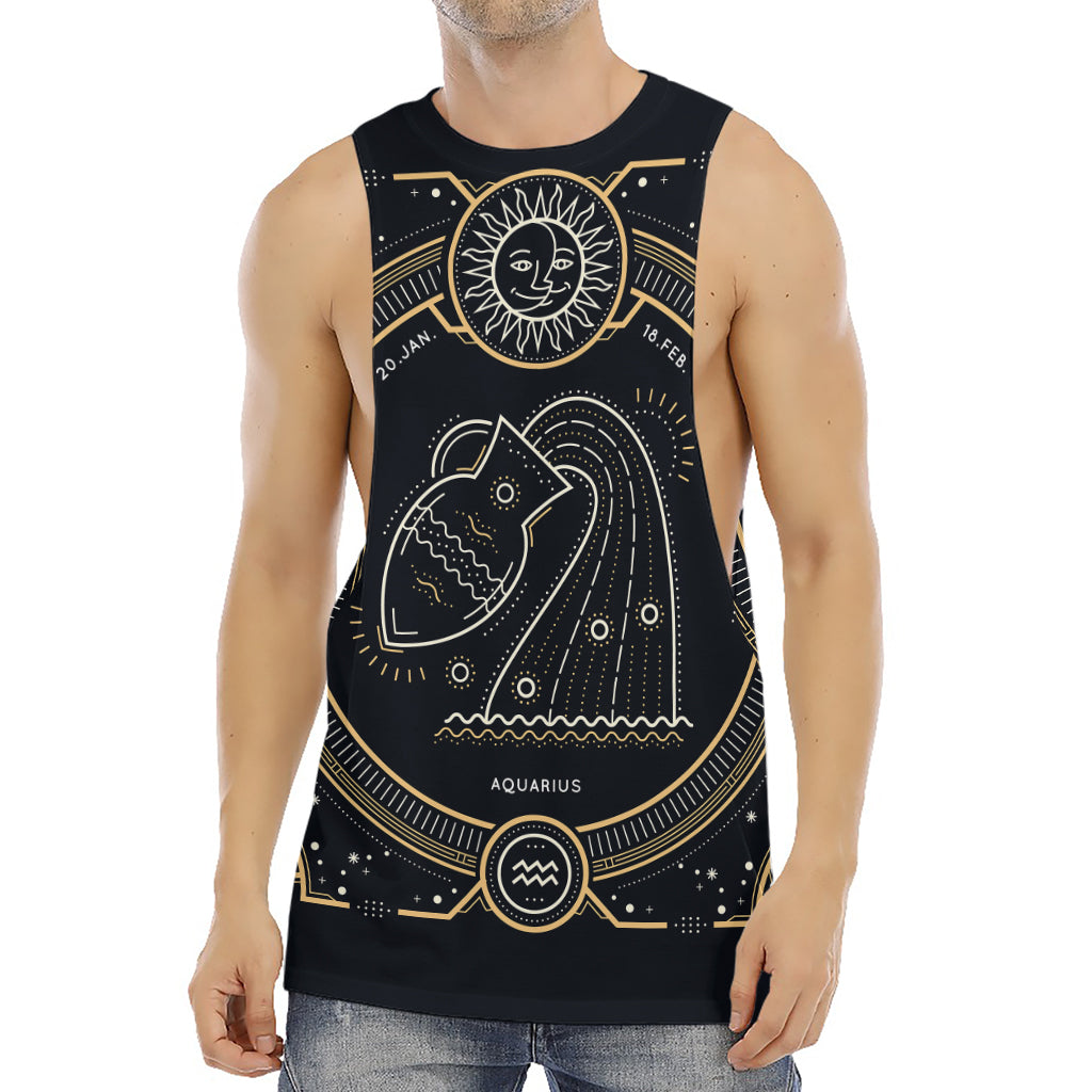 Vintage Aquarius Zodiac Sign Print Men's Muscle Tank Top