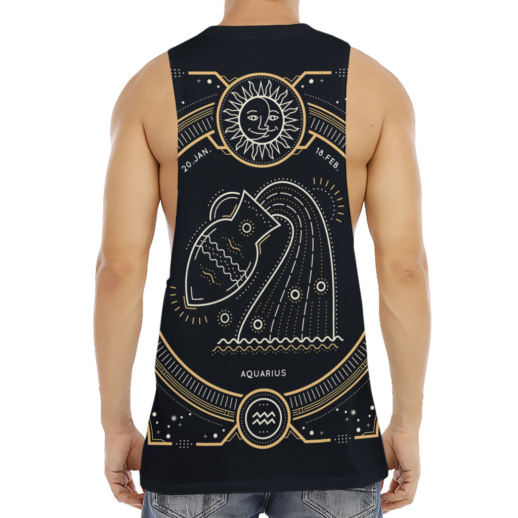 Vintage Aquarius Zodiac Sign Print Men's Muscle Tank Top