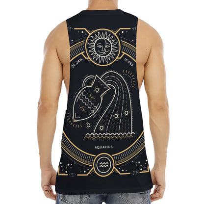 Vintage Aquarius Zodiac Sign Print Men's Muscle Tank Top
