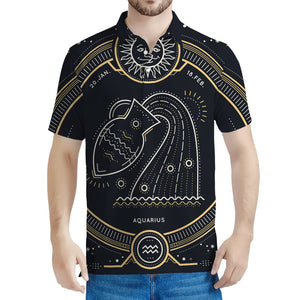 Vintage Aquarius Zodiac Sign Print Men's Polo Shirt