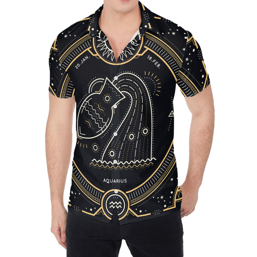 Vintage Aquarius Zodiac Sign Print Men's Shirt