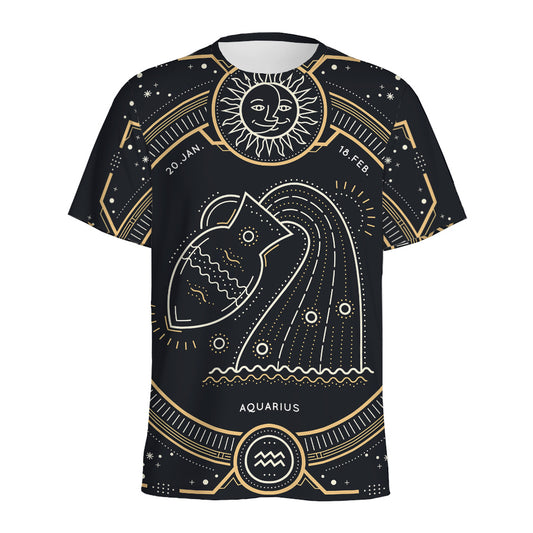 Vintage Aquarius Zodiac Sign Print Men's Sports T-Shirt