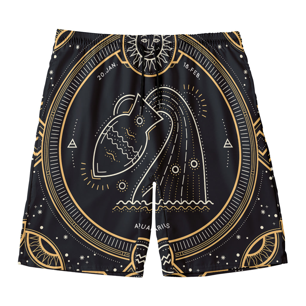Vintage Aquarius Zodiac Sign Print Men's Swim Trunks