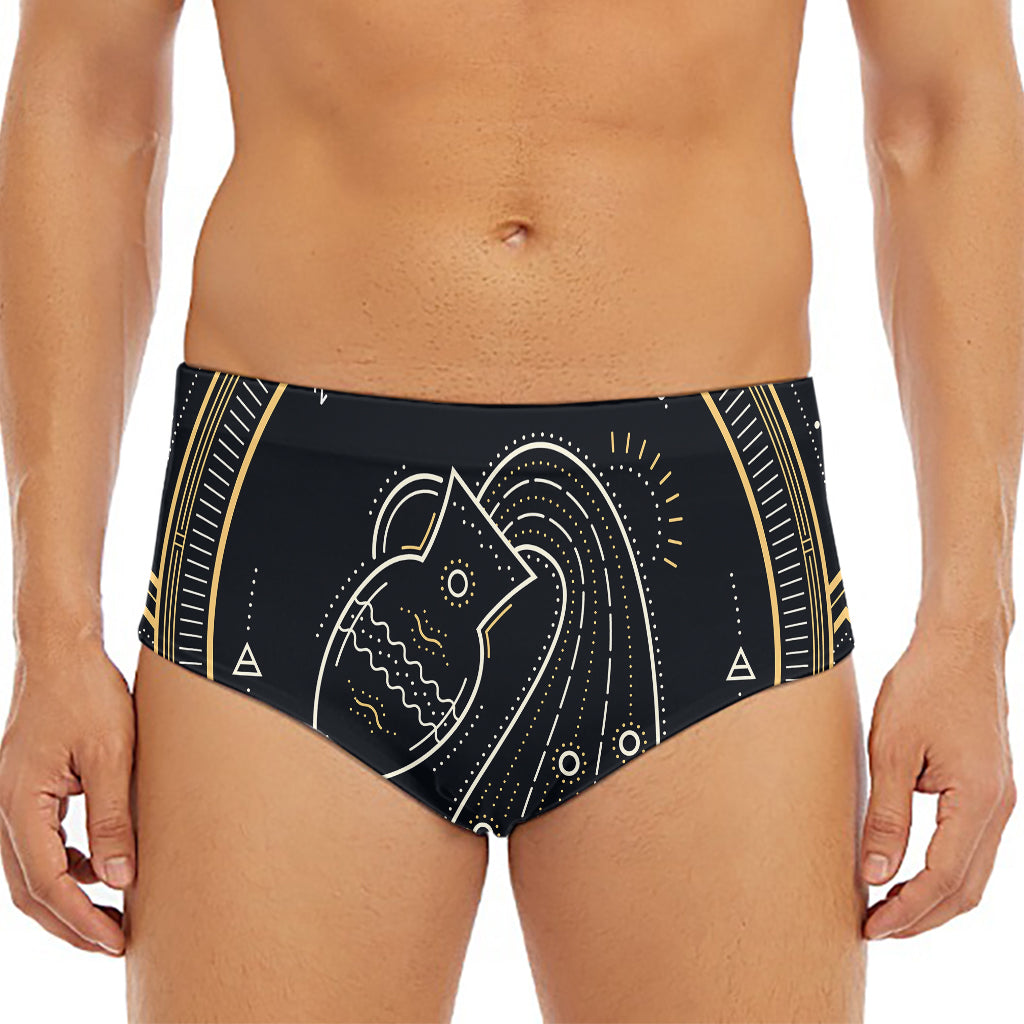 Vintage Aquarius Zodiac Sign Print Men's Triangle Swim Briefs