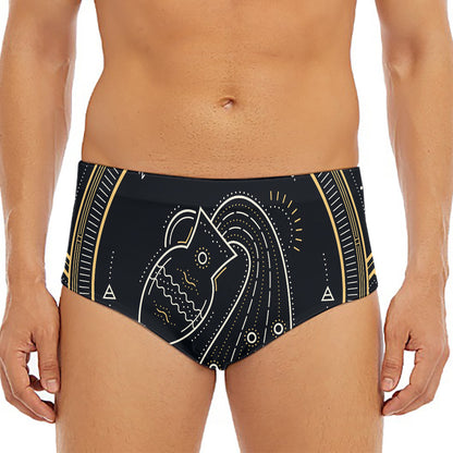 Vintage Aquarius Zodiac Sign Print Men's Triangle Swim Briefs