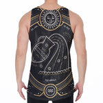 Vintage Aquarius Zodiac Sign Print Men's Velvet Tank Top