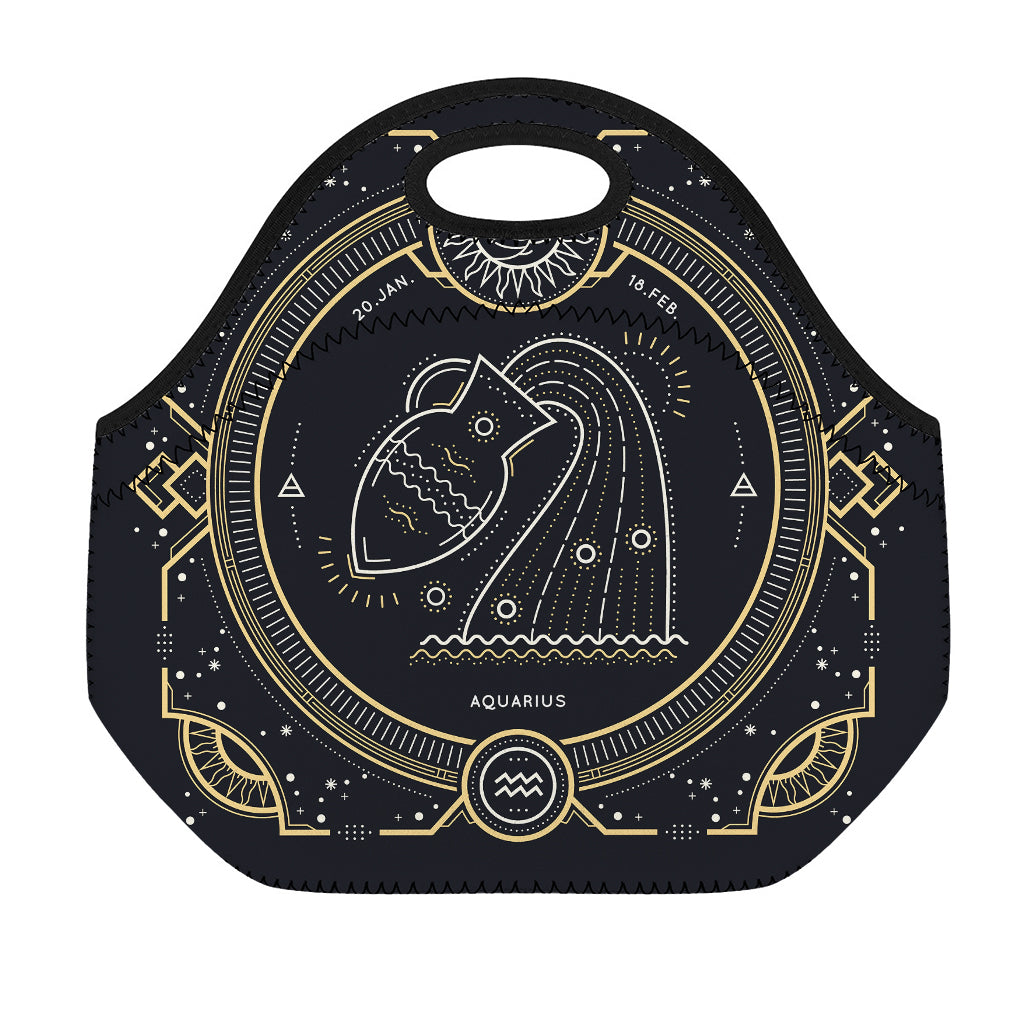 Vintage Aquarius Zodiac Sign Print Neoprene Lunch Bag