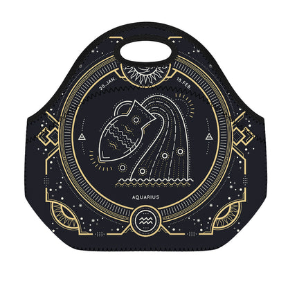 Vintage Aquarius Zodiac Sign Print Neoprene Lunch Bag