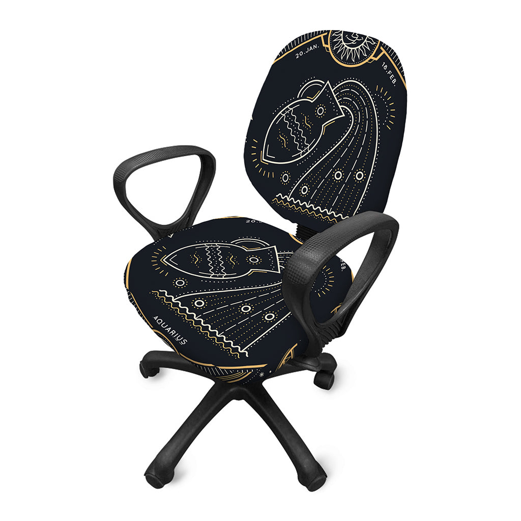 Vintage Aquarius Zodiac Sign Print Office Chair Cover