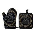 Vintage Aquarius Zodiac Sign Print Oven Mitt And Pot Holder Set