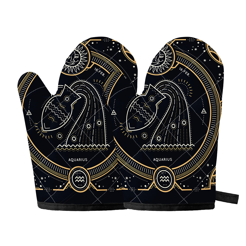 Vintage Aquarius Zodiac Sign Print Oven Mitts