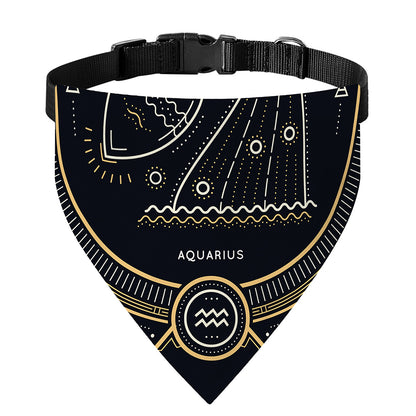 Vintage Aquarius Zodiac Sign Print Over The Collar Dog Bandana