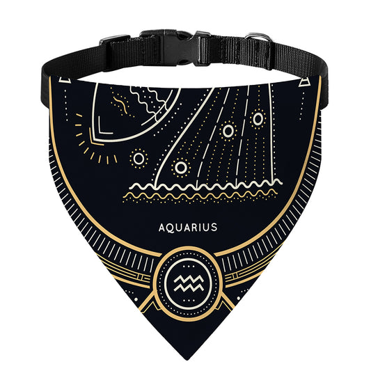 Vintage Aquarius Zodiac Sign Print Over The Collar Dog Bandana