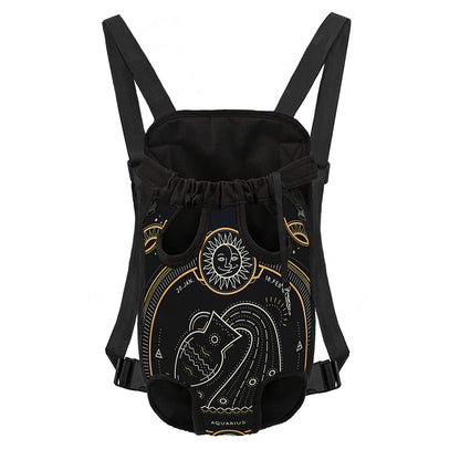 Vintage Aquarius Zodiac Sign Print Pet Carrier Backpack