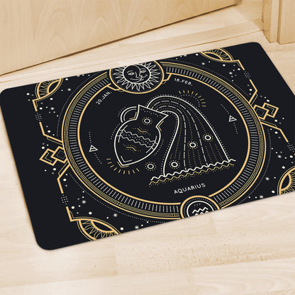 Vintage Aquarius Zodiac Sign Print Polyester Doormat