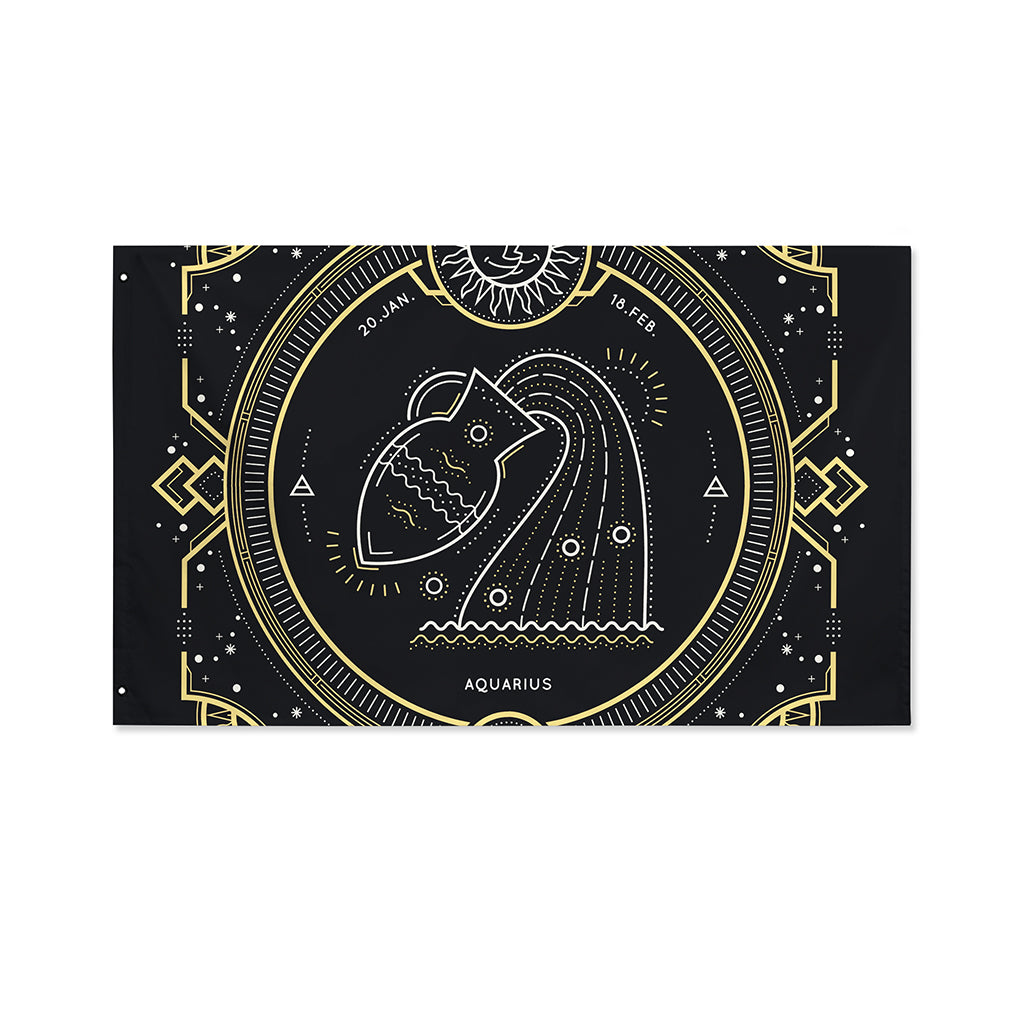 Vintage Aquarius Zodiac Sign Print Polyester Flag
