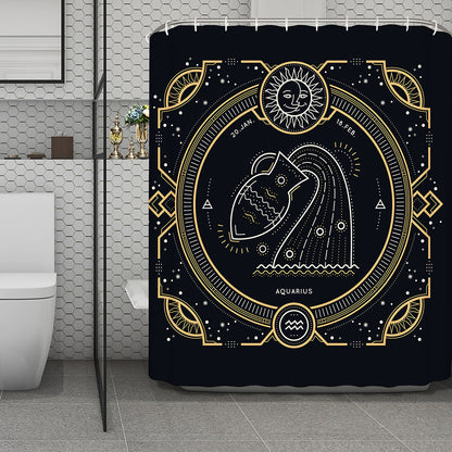 Vintage Aquarius Zodiac Sign Print Polyester Shower Curtain