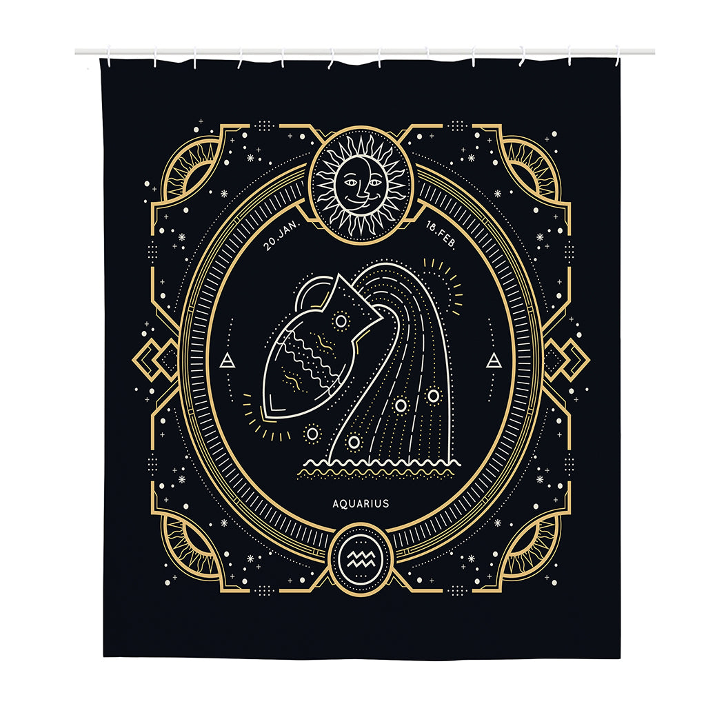 Vintage Aquarius Zodiac Sign Print Polyester Shower Curtain