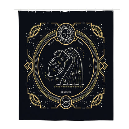Vintage Aquarius Zodiac Sign Print Polyester Shower Curtain