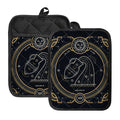 Vintage Aquarius Zodiac Sign Print Pot Holders With Pocket
