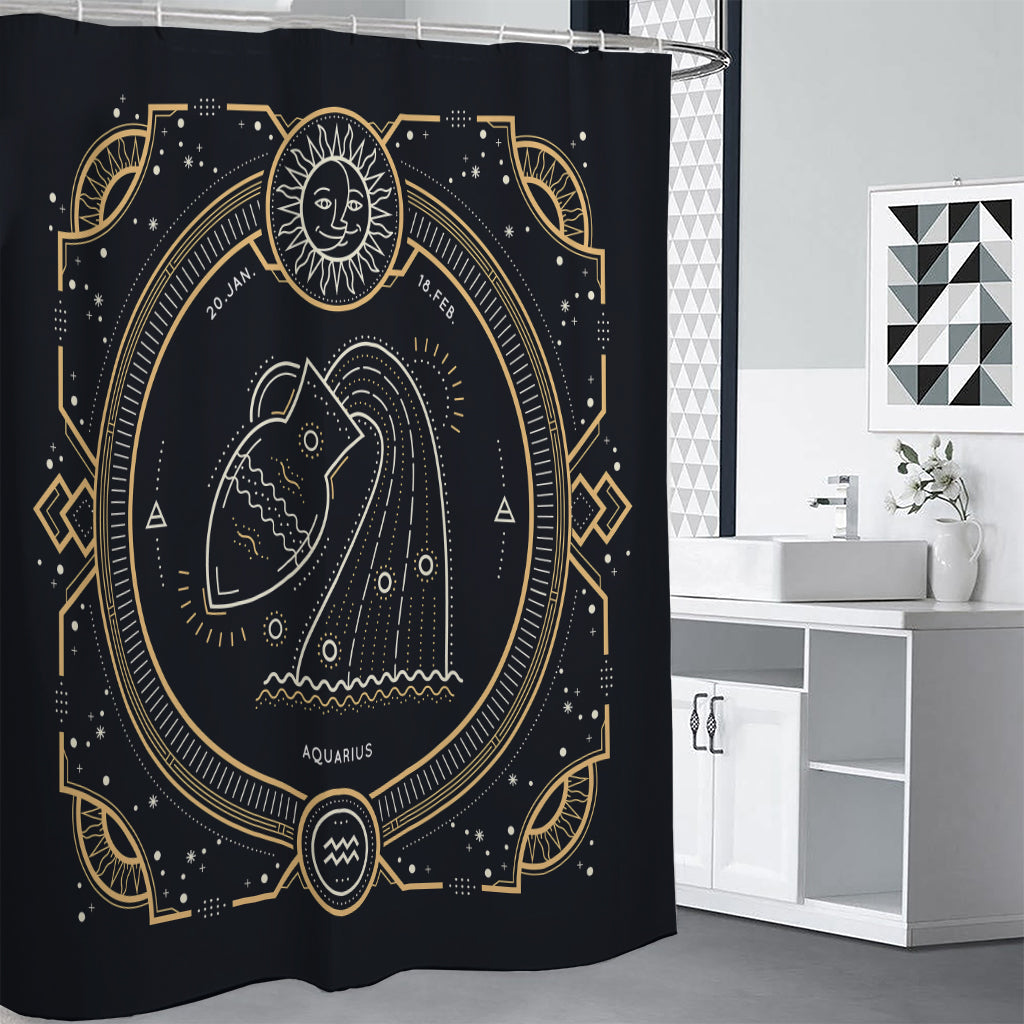 Vintage Aquarius Zodiac Sign Print Premium Shower Curtain