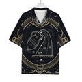 Vintage Aquarius Zodiac Sign Print Rayon Hawaiian Shirt