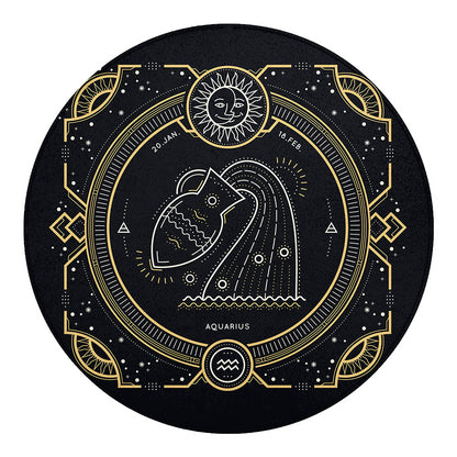 Vintage Aquarius Zodiac Sign Print Round Blanket