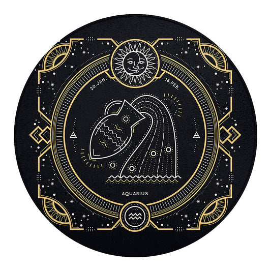 Vintage Aquarius Zodiac Sign Print Round Blanket