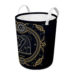 Vintage Aquarius Zodiac Sign Print Round Laundry Basket